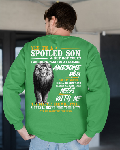 AUGUST – Yes I'm A Spoiled Son Property Of An Awesome Mom Born In August Mess With Me And The Beast In Her Will Awake – Funny Birthday Gift – Unisex Shirt (SKU2603-188-08)