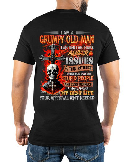 GRUMPY OLD MAN T-SHIRT - FUNNY SKULL ANGER ISSUES TEE - BIRTHDAY GIFT FOR MEN KATE00 (SKU12-319-00)