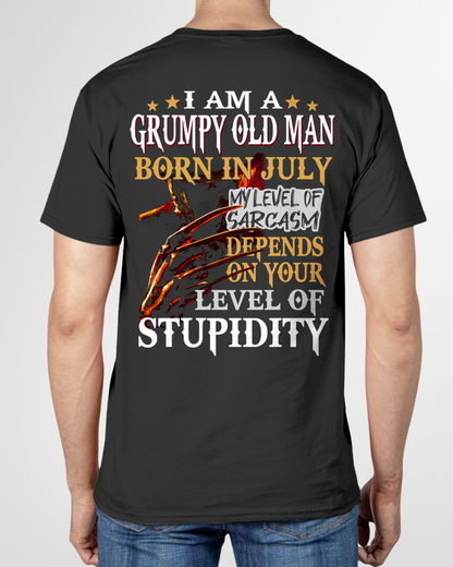 JULY SHIRT – I Am A Grumpy Old Man Born In July – My Level Of Sarcasm Depends On Your Level Of Stupidity – Men Shirt – KATE07 (SKU2602-138-07)