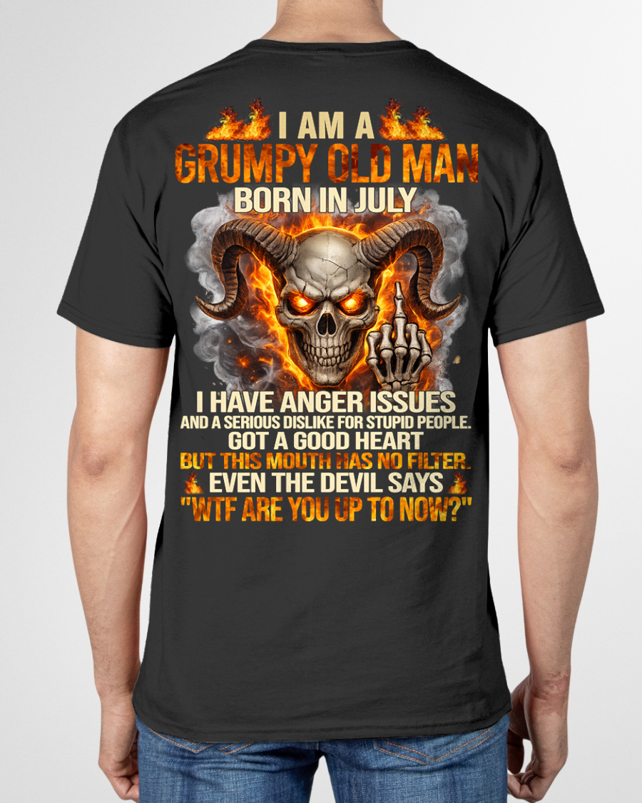 JULY SHIRT – I Am A Grumpy Old Man Born In July – Anger Issues & No Filter – Funny Skull Shirt – KATE07 (SKU2602-113-07)