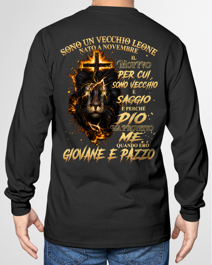 NOVEMBRE VECCHIO LEONE MAGLIETTA – Dio Ha Protetto Me Quando Ero Giovane E Pazzo – Idea Regalo Compleanno (SKU2605-321-11)