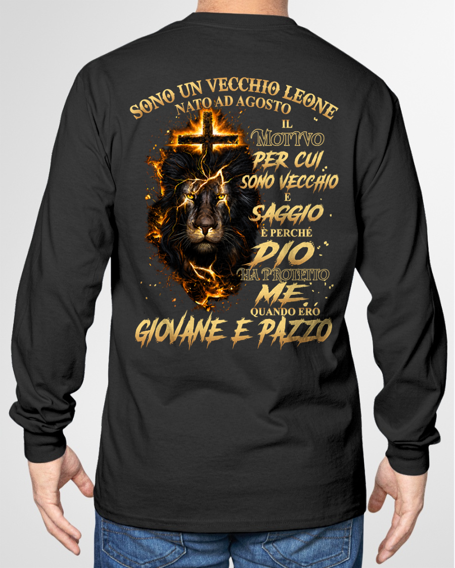 AGOSTO VECCHIO LEONE MAGLIETTA – Dio Ha Protetto Me Quando Ero Giovane E Pazzo – Idea Regalo Compleanno (SKU2605-321-08)