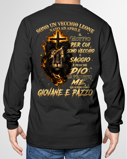 APRILE VECCHIO LEONE MAGLIETTA – Dio Ha Protetto Me Quando Ero Giovane E Pazzo – Idea Regalo Compleanno (SKU2605-321-04)
