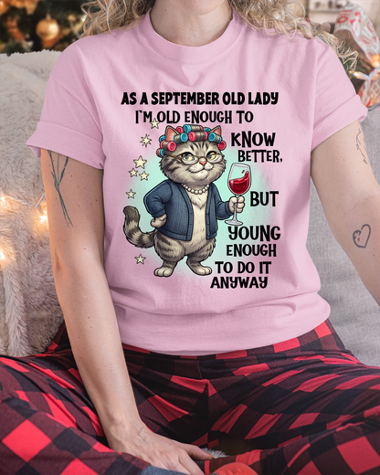 SEPTEMBER – January Old Lady Wine Cat Shirt – Funny Birthday Gift for Women (SKU2604-180-09)