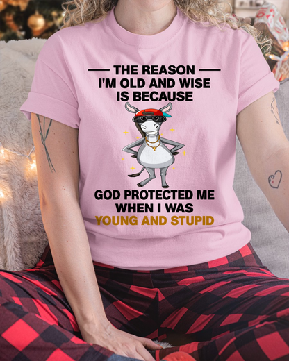 WOMAN SHIRT – Old And Wise Because God Protected Me – Birthday Gift Idea (SKU2604-325-00)
