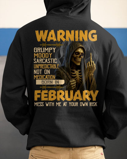 FEBRUARY - WARNING GRUMPY MOODY - BIRTHDAY T-SHIRT FOR MEN - KATE02 (SKU26T-01-07-02)