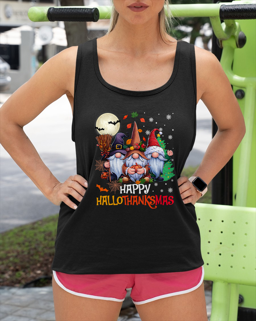 Happy Hallothanksmas Gnomes Lover Halloween Merry Christmas T-Shirt for men women (SKU-MRCM-5) FMA male
