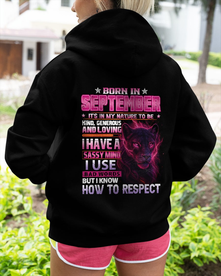 Born in September T-Shirt – Sassy Mind, Respect Quote Panther Design - FMA KATE09 (SKU09-24-09)
