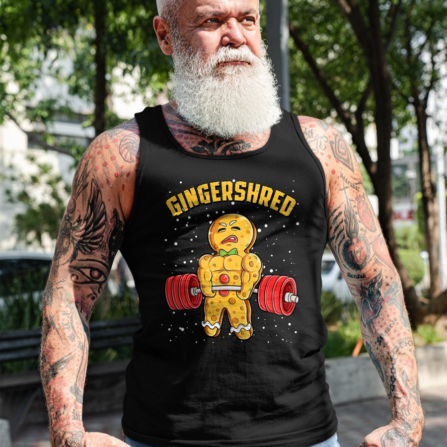 Gingershred Funny Gingerbread Man Gym Bodybuilding Christmas T-Shirt - Christmas Unisex T-Shirt/Hoodie/Sweatshirt - HNDS00