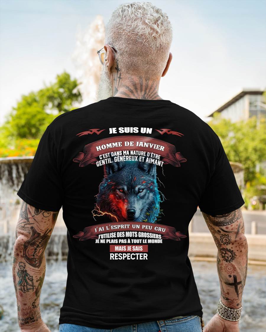 JANVIER -  JE SAIS RESPECTER – T-SHIRT D’ANNIVERSAIRE POUR HOMME - frKATE01 (SKU12-266-01)