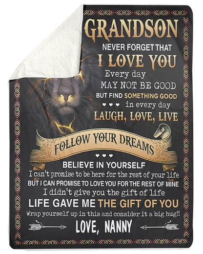 Special Gift For Your Grandson Blanket - From NANNY (SKU-CHAU-B07)