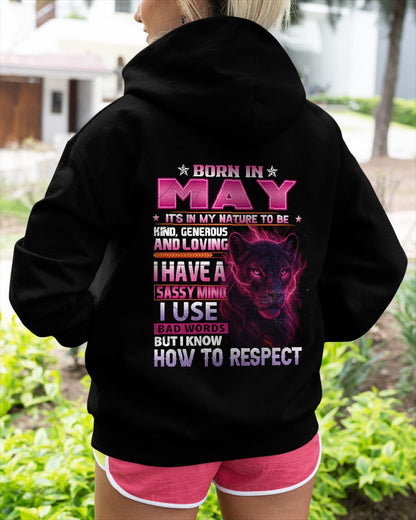 Born in May T-Shirt – Sassy Mind, Respect Quote Panther Design - FMA KATE05 (SKU09-24-05)
