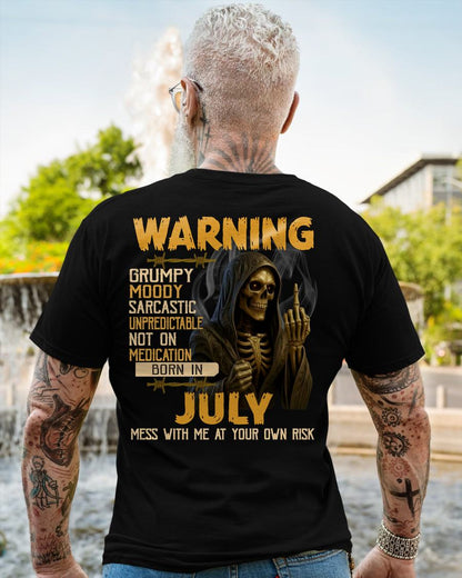 JULY - WARNING GRUMPY MOODY - BIRTHDAY T-SHIRT FOR MEN - KATE07 (SKU26T-01-07-07)
