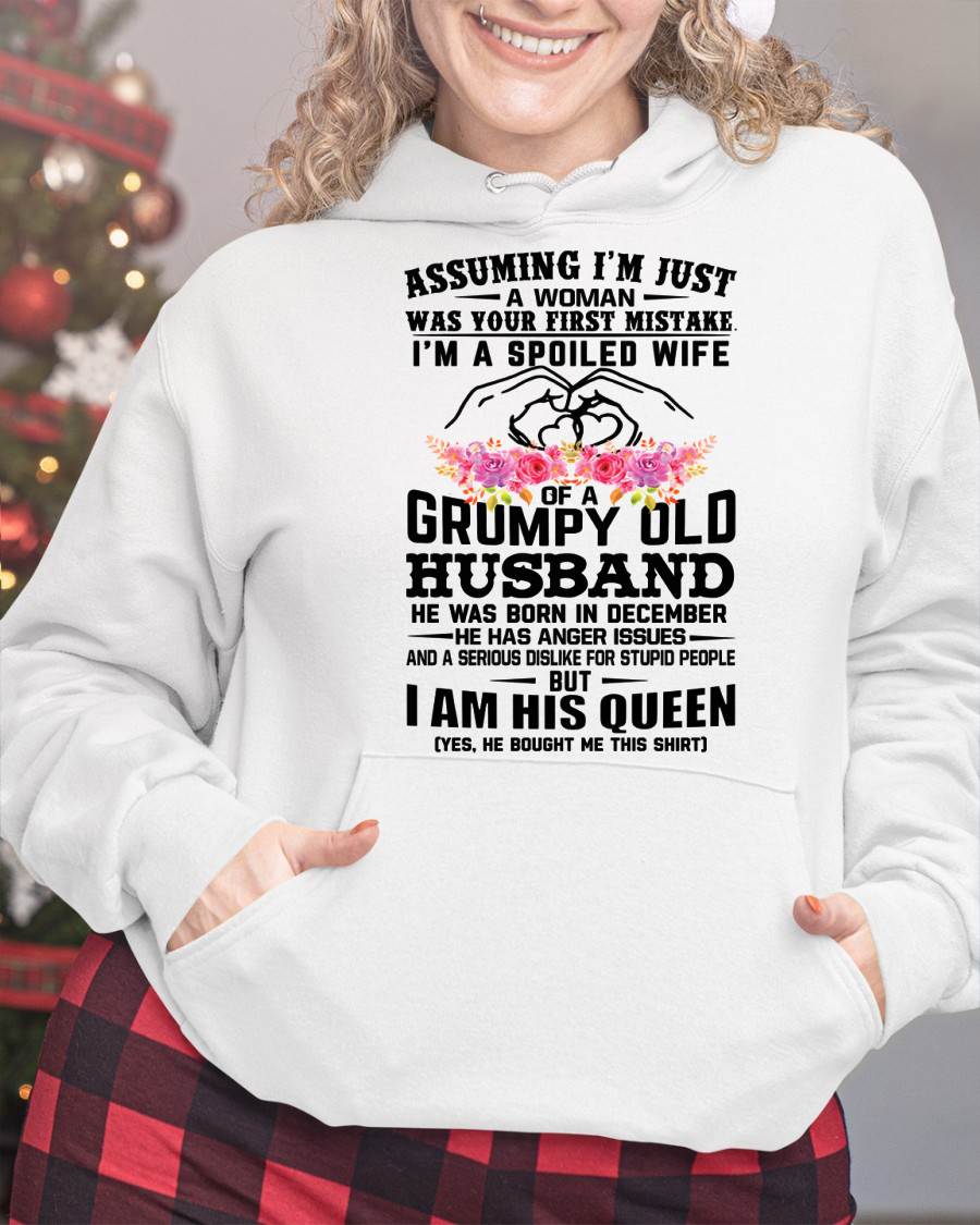 December - Spoiled Wife T-Shirt – Grumpy Old Husband Funny Tee - Perfect Gift From Husband - KATE12 (SKU11-101-12)