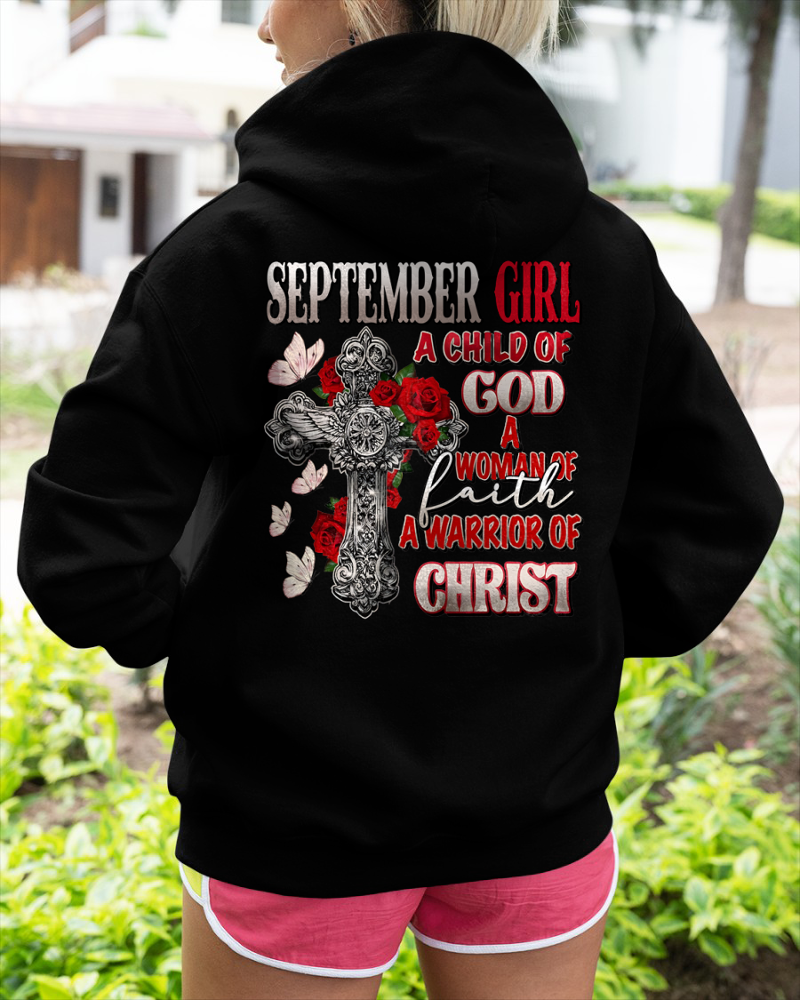 SEPTEMBER – September Girl A Child Of God Shirt – Woman Of Faith Christian Apparel – Warrior Of Christ Gift for Women (SKU2604-243-09)