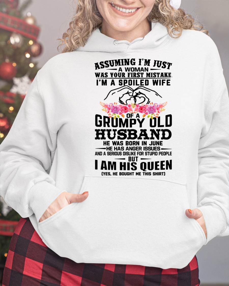 June - Spoiled Wife T-Shirt – Grumpy Old Husband Funny Tee - Perfect Gift From Husband - KATE06 (SKU11-101-06)