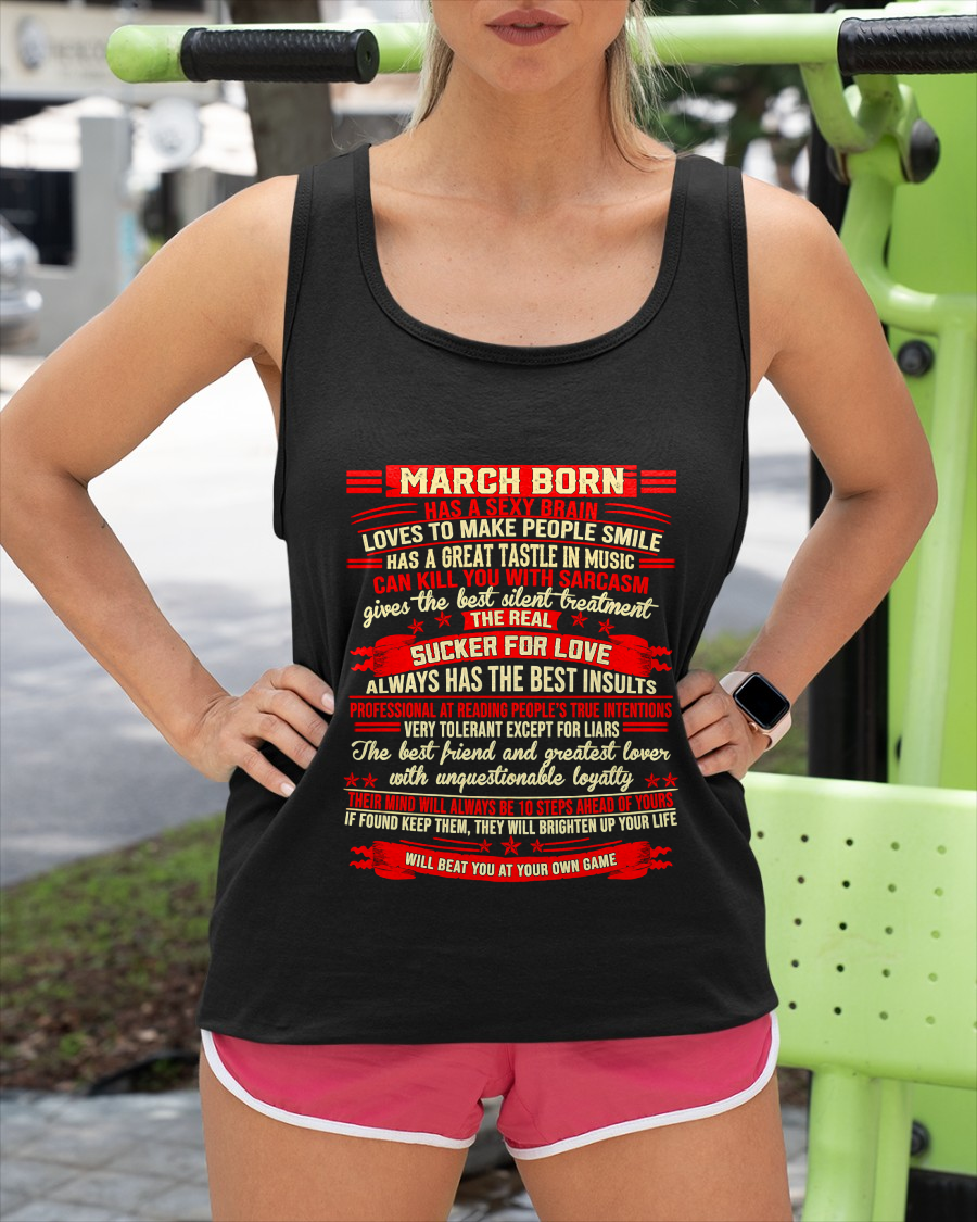 MARCH - Sexy Brain, Sarcastic & Sucker For Love - Gift For Women - KATE03 (SKU2609-319-03)