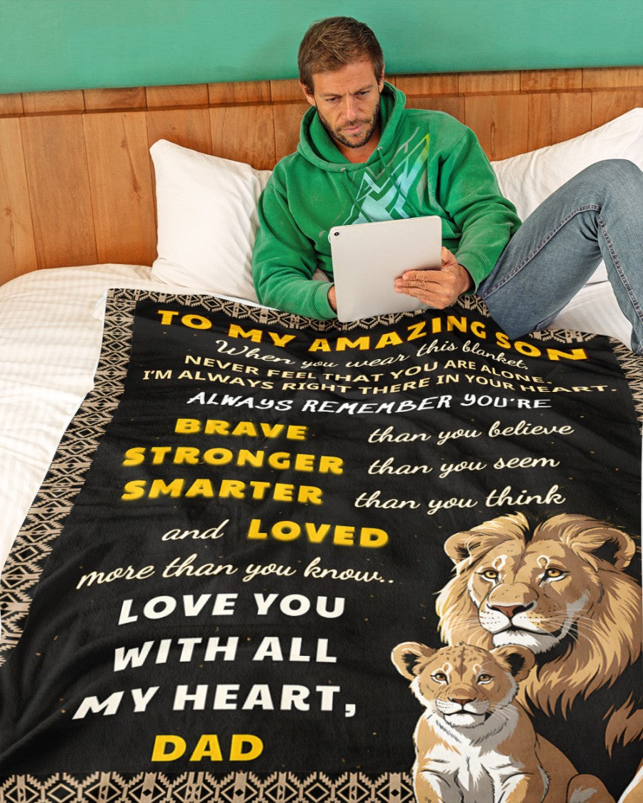 Special Gift For Your Son Blanket "Love You With All My Heart"- From Dad (SKUB12-159)