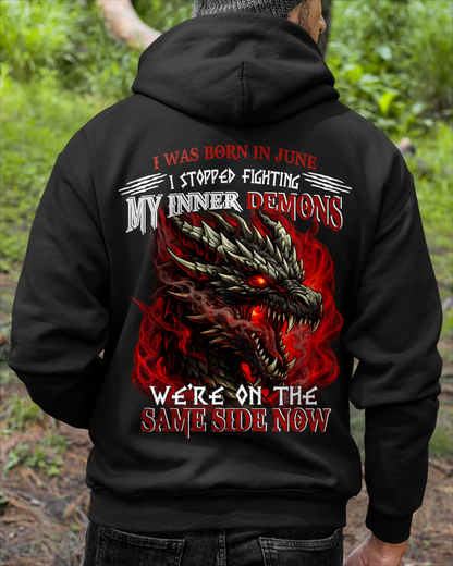 JUNE SHIRT – I Was Born In June – I Stopped Fighting My Inner Demons – Dragon Shirt – KATE06 (SKU2602-96-06)