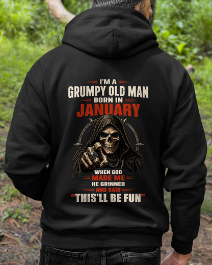 JANUARY - Grumpy Old Man Born In January - Funny Skull T-Shirt (SKU2607-263-01)