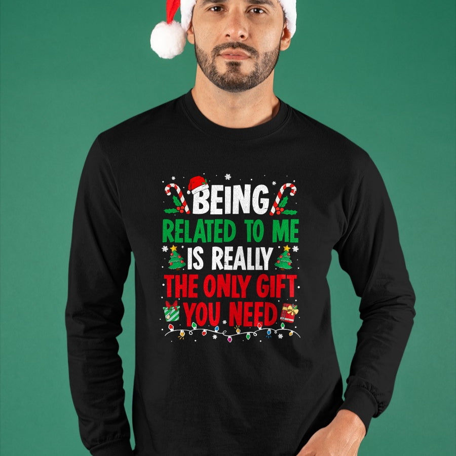 Being Related To Me Funny Christmas Family Xmas Pajamas T-Shirt  - Christmas Unisex T-Shirt/Hoodie/Sweatshirt - HNDS00