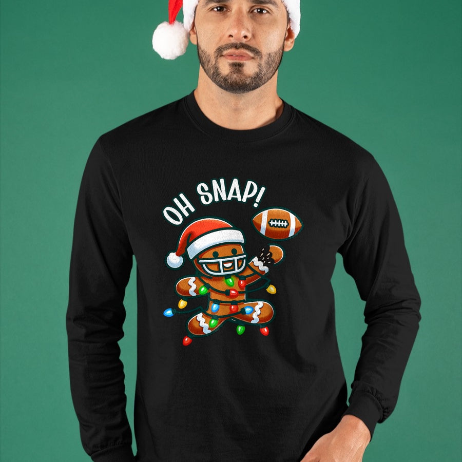 Funny Gingerbread Man Pajamas & PJs Xmas Holiday Oh Snap Gingerbreadman Christmas Football T-Shirt - Christmas Unisex T-Shirt/Hoodie/Sweatshirt - HNDS00