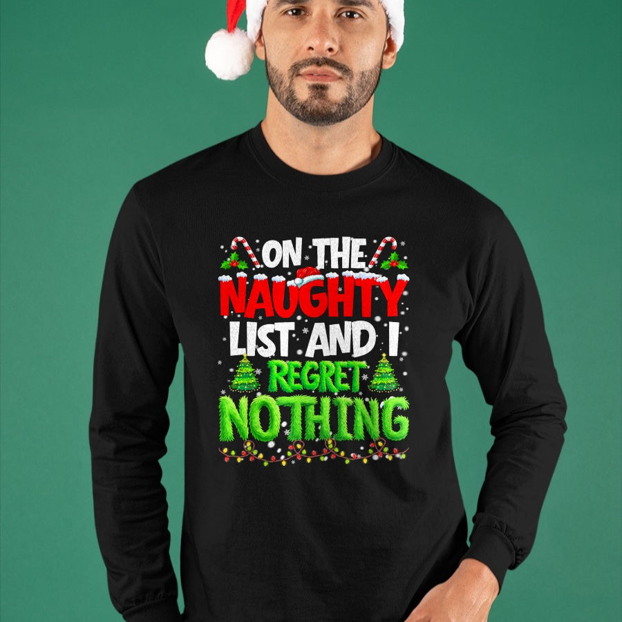 On The Naughty List and Regret Nothing Pjs Christmas Xmas Ki T-Shirt - Christmas Unisex T-Shirt/Hoodie/Sweatshirt - HNDS00