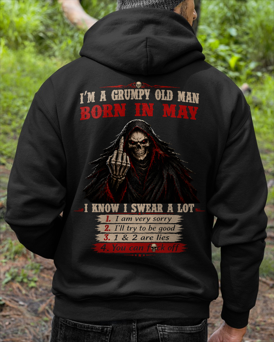 MAY GRUMPY OLD MAN SHIRT – I Know I Swear A Lot – Skull Funny Birthday Gift For Men (SKU2605-102-05)