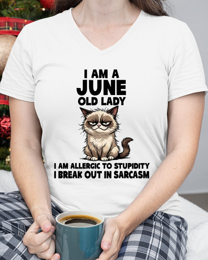 JUNE – January Old Lady Sarcasm Cat Shirt – Funny Birthday Gift for Women (SKU2604-177-06)