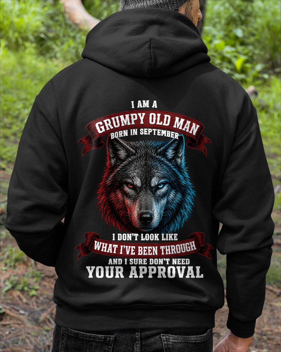 SEPTEMBER - Grumpy Old Man Born In September Wolf - Funny Gift For Men (SKU2608-02-09)