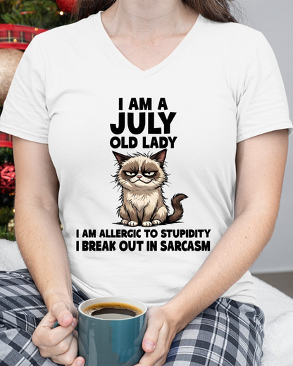 JULY – January Old Lady Sarcasm Cat Shirt – Funny Birthday Gift for Women (SKU2604-177-07)