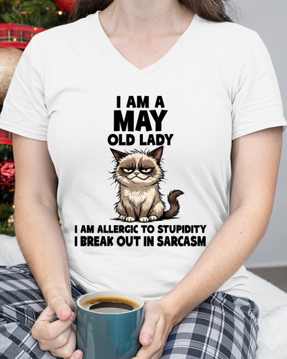MAY – January Old Lady Sarcasm Cat Shirt – Funny Birthday Gift for Women (SKU2604-177-05)