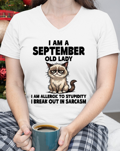 SEPTEMBER – January Old Lady Sarcasm Cat Shirt – Funny Birthday Gift for Women (SKU2604-177-09)