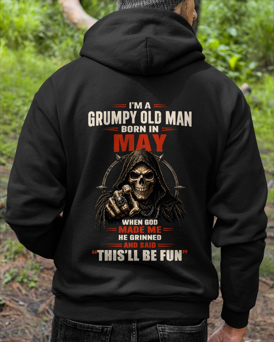 MAY - Grumpy Old Man Born In May - Funny Skull T-Shirt (SKU2607-263-05)