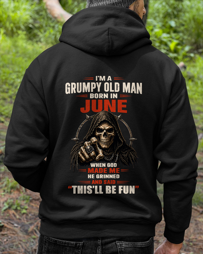 JUNE - Grumpy Old Man Born In June - Funny Skull T-Shirt (SKU2607-263-06)