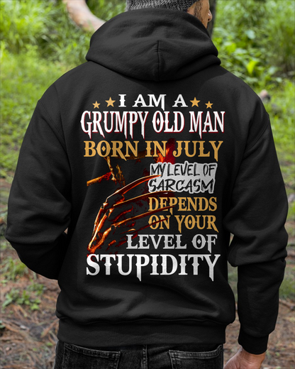 JULY SHIRT – I Am A Grumpy Old Man Born In July – My Level Of Sarcasm Depends On Your Level Of Stupidity – Men Shirt – KATE07 (SKU2602-138-07)