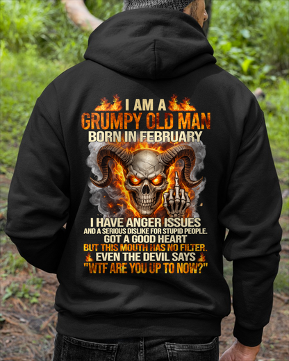 FEBRUARY SHIRT – I Am A Grumpy Old Man Born In February – Anger Issues & No Filter – Funny Skull Shirt – KATE02 (SKU2602-113-02)