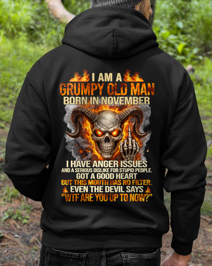 NOVEMBER SHIRT – I Am A Grumpy Old Man Born In November – Anger Issues & No Filter – Funny Skull Shirt – KATE11 (SKU2602-113-11)
