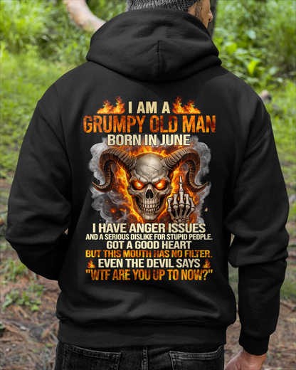 JUNE SHIRT – I Am A Grumpy Old Man Born In June – Anger Issues & No Filter – Funny Skull Shirt – KATE06 (SKU2602-113-06)