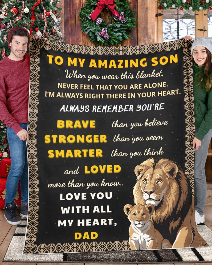 Special Gift For Your Son Blanket "Love You With All My Heart"- From Dad (SKUB12-159)