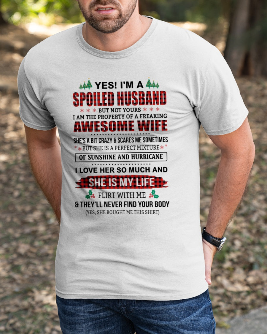 SPOILED HUSBAND OF AWESOME WIFE - PERFECT CHRISTMAS GIFT FROM WIFE - KATE00