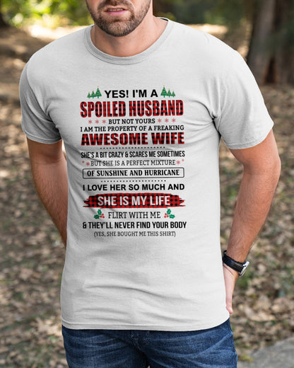 SPOILED HUSBAND OF AWESOME WIFE - PERFECT CHRISTMAS GIFT FROM WIFE - KATE00