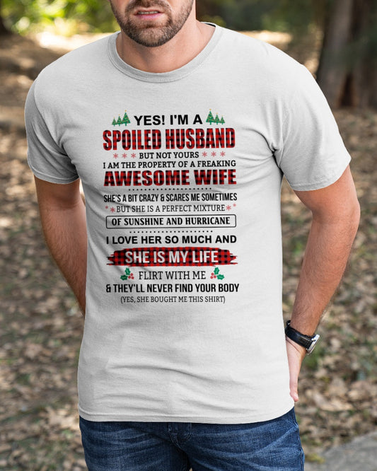 SPOILED HUSBAND OF AWESOME WIFE - PERFECT CHRISTMAS GIFT FROM WIFE - KATE00