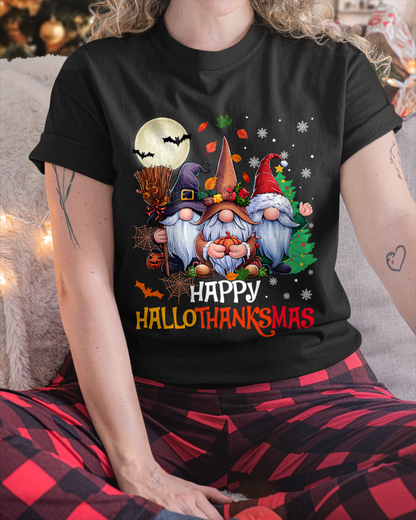 Happy Hallothanksmas Gnomes Lover Halloween Merry Christmas T-Shirt for men women (SKU-MRCM-5) FMA male