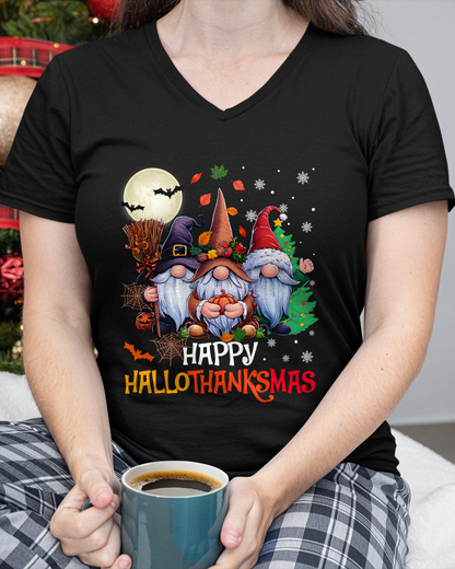 Happy Hallothanksmas Gnomes Lover Halloween Merry Christmas T-Shirt for men women (SKU-MRCM-5) FMA male