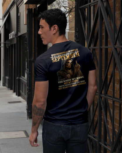 SEPTEMBER - NEVER UNDERESTIMATE - BIRTHDAY T-SHIRT FOR MEN - KATE09 (SKU26T-01-06-09)