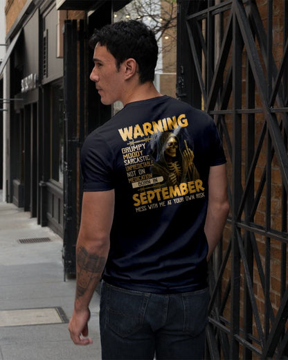 SEPTEMBER - WARNING GRUMPY MOODY - BIRTHDAY T-SHIRT FOR MEN - KATE09 (SKU26T-01-07-09)