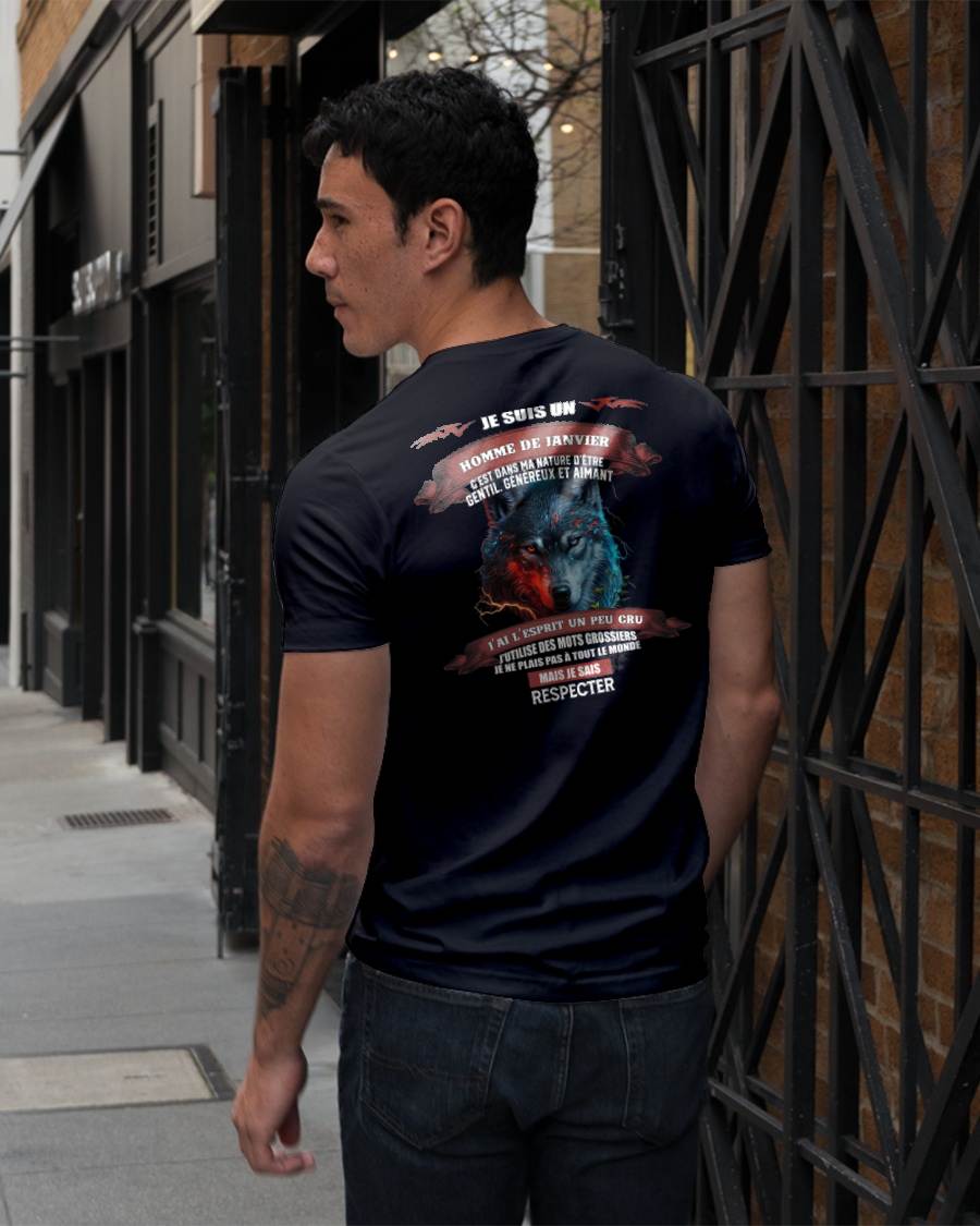 JANVIER -  JE SAIS RESPECTER – T-SHIRT D’ANNIVERSAIRE POUR HOMME - frKATE01 (SKU12-266-01)