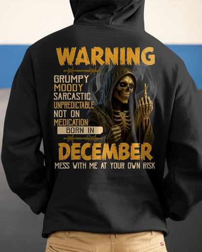 DECEMBER - WARNING GRUMPY MOODY - BIRTHDAY T-SHIRT FOR MEN - KATE12 (SKU26T-01-07-12)