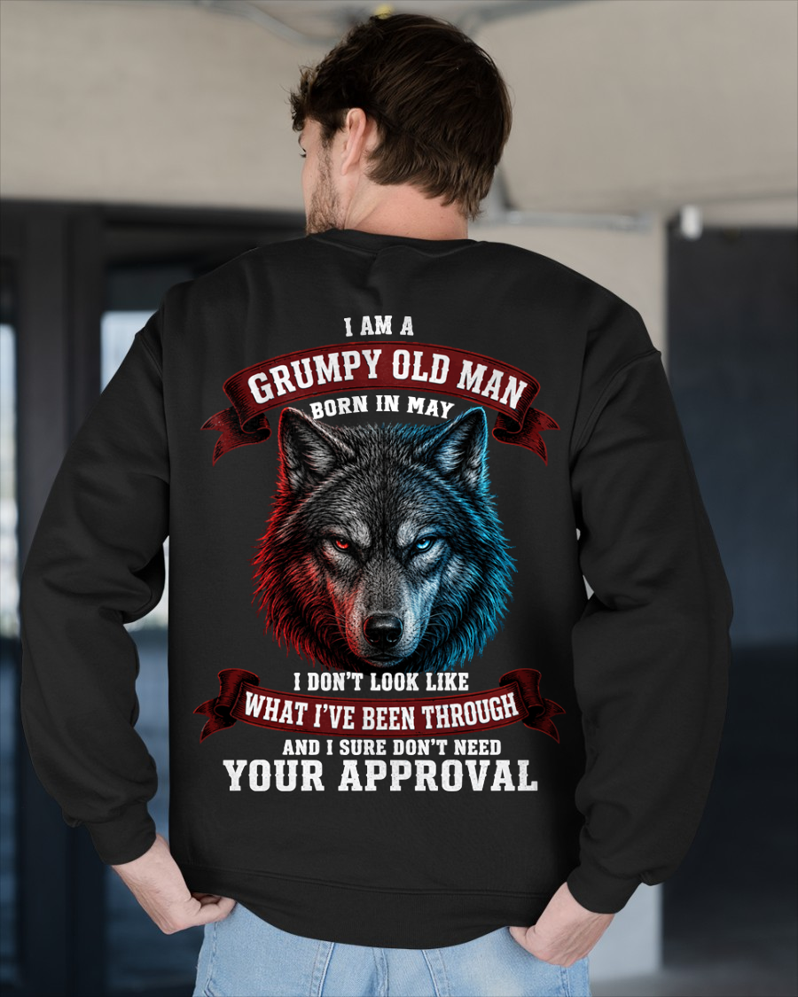 MAY - Grumpy Old Man Born In May Wolf - Funny Gift For Men (SKU2608-02-05)